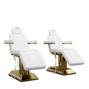 Kisen Luxury <b>Electric</b> Salon Massage <b>Table</b> Gold Base Foot Control Adjustable Beauty Lash Facial Bed Chair Remote Hotel Use - Product Image 1