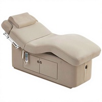 Lit de beauté électrique intelligent en cuir PU, usage commercial, spa, fonctions de massage et de chauffage, design moderne minimaliste, salon