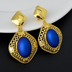 Brazilian Dubai Copper 14K <b>Gold</b> Plated Zircon Bridal Party Wedding <b>Earring</b> and Pendant Necklace Jewelry <b>Set</b> for Women - Product Image 2