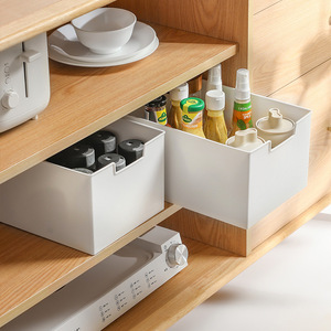 Boîte de rangement coulissante en plastique blanc multi-usage pour armoire de cuisine, tiroir avec rails coulissants pour bouteilles d'épices et - Product Image 3