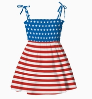 Robe d'été pour filles Zs 4th July US, sans manches, à bretelles, motif drapeau américain, en spandex/polyester respirant, longueur genou, pour enfants
