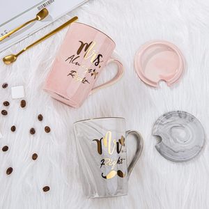 Mr Right Mrs Always Right 14oz Ceramic Marble Cup Wedding Engagement <strong>Gifts</strong> Microwave Dishwasher Safe Gold Pattern <strong>for</strong> Bride - Product Image 5