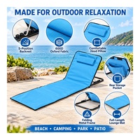 Chaise de plage pliable, chaise longue portable, dossier réglable, polyester, chaise inclinable d'extérieur pour la plage, le camping, le jardin