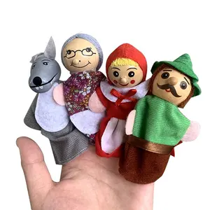 4PCS/Set Storytelling Doll Fairy Tale Little Red Riding Hood Finger Puppets Kids Children Baby Educational Toys