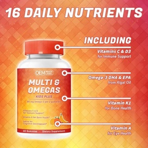 Private Label Omega 3 Vitamin D3, C, Vitamin B12, B6, A, C & Zinc, Folate for Kids - Multivitamin Gummies - Product Image 5