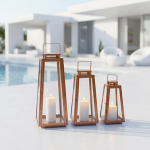 Lanternes à bougies en acier inoxydable plaqué cuivre, faites à la main, durables, taille personnalisée, pour la décoration de la maison, des hôtels et des restaurants - Product Image 2