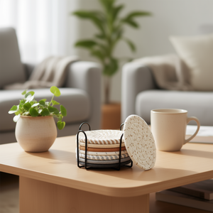 Ensemble de sous-verres en coton, 8 pièces, 4,3 pouces, absorbants, décoration minimaliste pour la maison, accessoires pour boissons, porte-sous-verres - Product Image 2