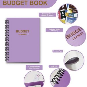 Promotional Leather Spiral Planner <b>Notebook</b> <b>Set</b> Monthly Financial Planner Stickers A5 Size for English Budgeting Organization - Product Image 2