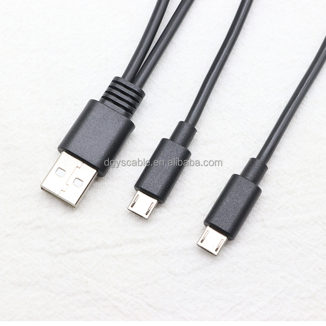 2 in 1 Cable Dual Usb Splitter Cord 2.0 a Male to Dual Micro Usb Male Cable 0.3M