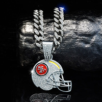 Iced Out Bling Casque Pendentif Colliers Pour Hommes Femmes Rappeur Rugby Équipe Bijoux