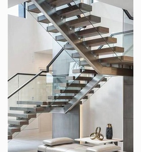 Escaleras Flotantes <span class=keywords><strong>de</strong></span> <span class=keywords><strong>Madera</strong></span> con Peldaños <span class=keywords><strong>de</strong></span> <span class=keywords><strong>Madera</strong></span> y Barandilla <span class=keywords><strong>de</strong></span> <span class=keywords><strong>Madera</strong></span>, Escaleras con Viga <span class=keywords><strong>de</strong></span> Acero Oculta <span class=keywords><strong>para</strong></span> Villas - Product Image 2