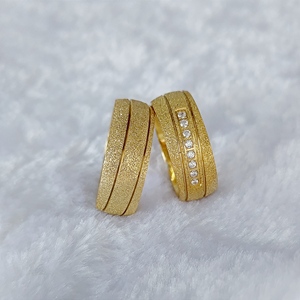 Hochwertige afrikanische 24 Karat Dubai vergoldet Edelstahl Schmuck Eheringe Paar Sets Bague Anillos Eheringe - Product Image 4
