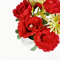 Bonsaï de pivoine artificielle en pot, arrangement floral réaliste en plastique et soie pour la décoration de table à manger