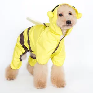 Commercio all'ingrosso impermeabile antivento quattro piedi forma di ape Pet impermeabile giallo giacca di colore frangivento per cani di grossa taglia
