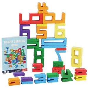 Blocs en bois numérotés colorés 1-10, jeu numérique, compétition d'équilibre, blocs de construction à empiler - Product Image 4