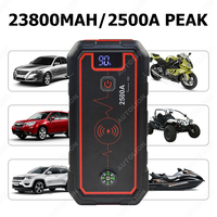 Démarreur de voiture 23800mAh, courant de crête 2500A, chargeur sans fil 10W, sortie multi-USB pour démarrage d'urgence de véhicule 12V