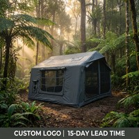 Tente gonflable portable de luxe de grande taille pour 6 à 8 personnes, tente de glamping 4 saisons, tente en coton technique imperméable pour le camping