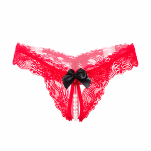 Tanga Sexy de Encaje con Lazo y Perlas para Mujer, Transparente, de Tiro Bajo, Seductora, con Lazo para el Día de <span class=keywords><strong>San</strong></span> Valentín o Bodas - Product Image 6