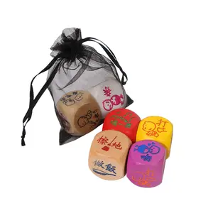 Wholesale Custom 6 Sided 25mm or 30mm Large Wooden Dice Love DND Dice Games For Adult In Ktv Or At Home