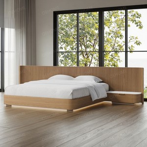 Modern Luxury Customized Tufted Wood Bedroom Set with Fluted Design White Curved Sofa for Hotel and Villa Use - Product Image 4