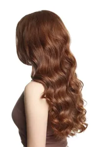 Perruque longue ondulée brune en <span class=keywords><strong>cheveux</strong></span> humains brésiliens, prix de gros d'usine, style de mode pour femmes, <span class=keywords><strong>cheveux</strong></span> longs bouclés à la <span class=keywords><strong>mi</strong></span>-longueur - Product Image 3