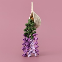 Panier suspendu en crochet fait main pour plantes, ornement de fleurs en pot pour accessoires de rétroviseur de voiture, décoration murale, cadeau