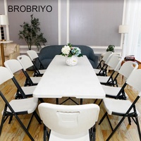 Mobilier d'extérieur Table de salle à manger portable de luxe rectangulaire blanche pliante de 5 pieds Table pliante pour événements