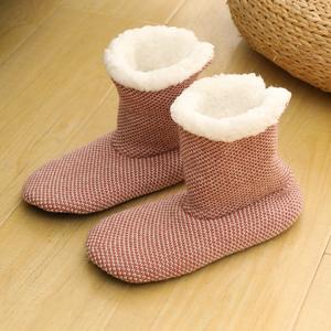 Cozy <strong>Women's</strong> Crew Length Autumn Winter Mid-Calf Thermal Warm Floor <strong>Socks</strong> Thick <strong>Fleece</strong> Knitted Silicone Gripper Indoor Wear - Product Image 3