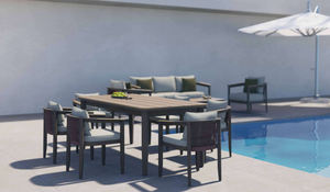 ชุดโต๊ะรับประทานอาหารกลางแจ้งอลูมิเนียมดีไซน์คลาสสิกร่วมสมัย น้ำหนักเบา <span class=keywords><strong>7</strong></span> ชิ้น กันน้ำ เหมาะสำหรับโรงแรม/ลานบ้าน/สวนสาธารณะ - Product Image 4