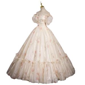 Off The Shoulder Ball Gown Evening Dress Floral Print Empire Waist Women's Formal Wear Birthday Party Banquet Dress - Product Image 5
