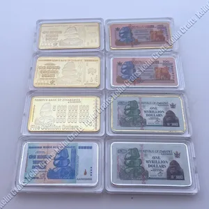 Ready Stock Coin Custom Zimbabwe 999 Silver Fake 24k Gold Bar Solid Bullion
