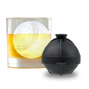 3D Baseball Design Ice Ball Maker Leak Proof Round Ball Silicone Ice Cube Tray 2.5 Inch Large Silicone Ice Balls Mold