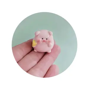 New Cute 100Pcs/Lot 3D Mini Pink Pig Resin Ornaments Cute Piggy Figures For Car Fairy Garden Landscape Decoration Supplier