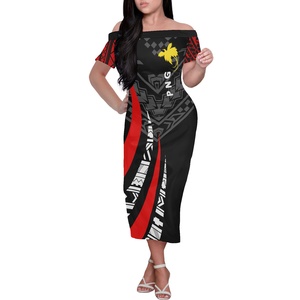 Nuevos vestidos de Papúa Nueva Guinea, vestido de noche con hombros descubiertos para mujer, vestido Maxi ajustado personalizado, patrones de pájaro del paraíso - Product Image 3
