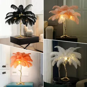 Modes Levels Bedroom Reading Study Metal Bedside Hotel Luxury Nordic Modern Led Standing Ostrich Feather Floor Table Lamp