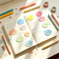 Autocollants ronds mignons multicolores autocollants adhésifs pour la maison, l'école, le bureau, notes adhésives en PET