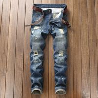 Bufa pantalon droit pour hommes grande taille coton moto jean plissé Patch nostalgique Style Punk couleur bouton lavé OEM ODM