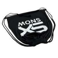 Sac à dos à cordon en microfibre noire 40x45cm avec logo personnalisé pour casque de ski et articles de sport