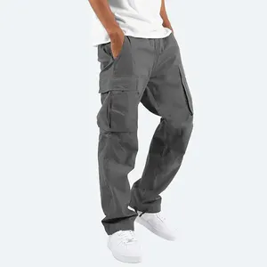 Custom New Style Men's Solid Color Casual Pants High Quality Utility Mens Cotton Cargo Pants With Side Pockets For Men