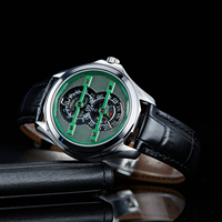 OBLVLO Top Marque Saut Heure Mécanique Automatique Hommes Montre Super Lumineux En Cuir Étanche Creative Causal Montres
