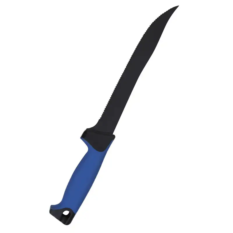 Cuchillo de mango de plástico de hoja negra de acero inoxidable 3CR13, cuchillo de filete de pescado, cuchillo para desollar