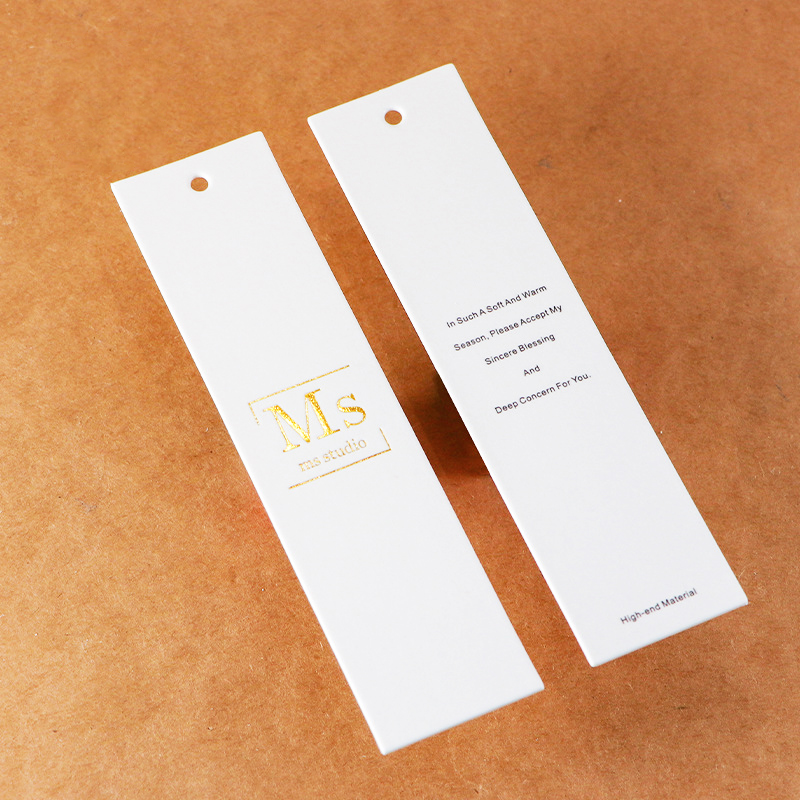 Simple Clothing White Card Tags Customized Hot Stamping Hang Tags Fashionable Printing Price Tags Environmentally Friendly