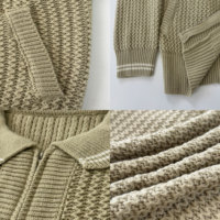 Ensemble de survêtement 2 pièces pour homme en maille gaufrée, veste zippée à col polo et pantalon droit ample, en jacquard texturé