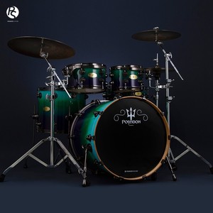 Batterie de percussions PowerSound PS nouvelle série Poseidon, kit de batterie laqué en <span class=keywords><strong>érable</strong></span>/noyer hybride, pour la pratique <span class=keywords><strong>à</strong></span> domicile, la scène, batterie acoustique - Product Image 3