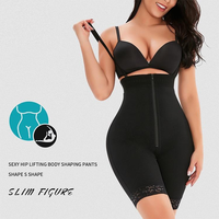 Shorty gainant taille haute pour femme avec fermeture éclair frontale, compression abdominale post-partum, rehaussement des hanches, modelant et sculptant le corps
