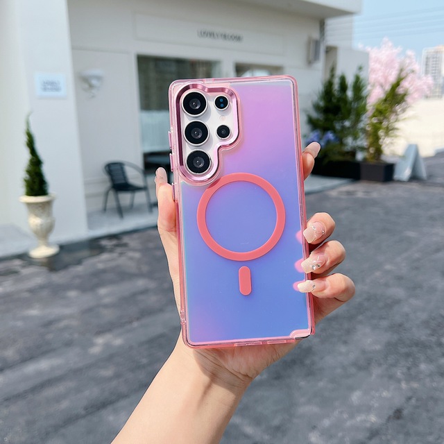 Glossy Chameleon Anti-Drop Magnetic Mobile Phone Case for Samsung Galaxy S25 Ultra Edge FE S23 S26 A17 A07 A16 A15 A14 A13