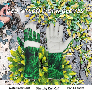 Large Red Multipurpose Coated Leather Safety Work <b>Gloves</b> with Knit Wrist Cuff Waterproof Ambidextrous for Kids Gardening - Product Image 2