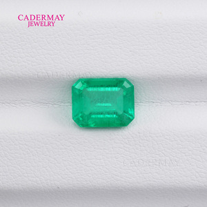 Cadermay Natural Emerald Rectangular Faceted Loose Stone Creamy Green Color For Jewelry Making - Product Image 2