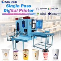Machine d'impression numérique à écran couleur à 6 stations, 1800-3000 pièces/heure, avec double Ricoh G5 pour l'impression de logos personnalisés sur tasses