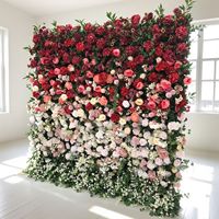 Mur de fleurs artificielles en soie 5D fait main, roses réalistes, 2,4 m de haut, roses au toucher réel, respectueuses de l'environnement, pour arrière-plan de mariage en extérieur